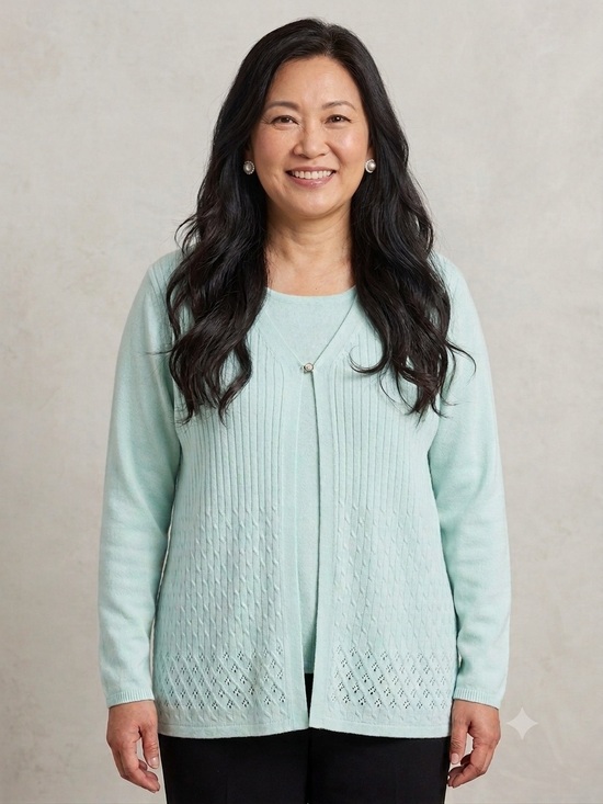 Sag Harbor Sweaters - SAG HARBOR Teal Cardigan and Top Shell Sweater Combo with closure